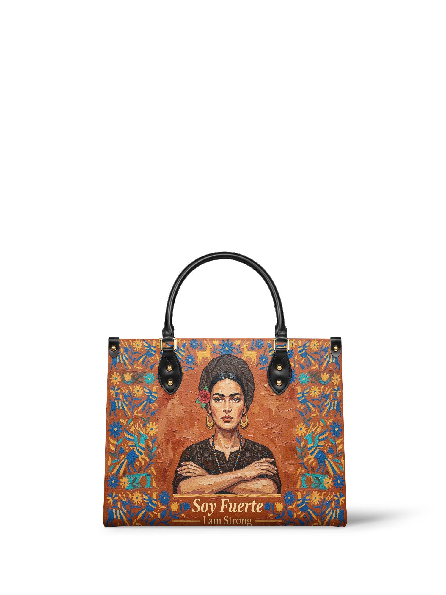 "Soy Fuerte" ver.5 Leather Handbag - front view | Paleta Bags