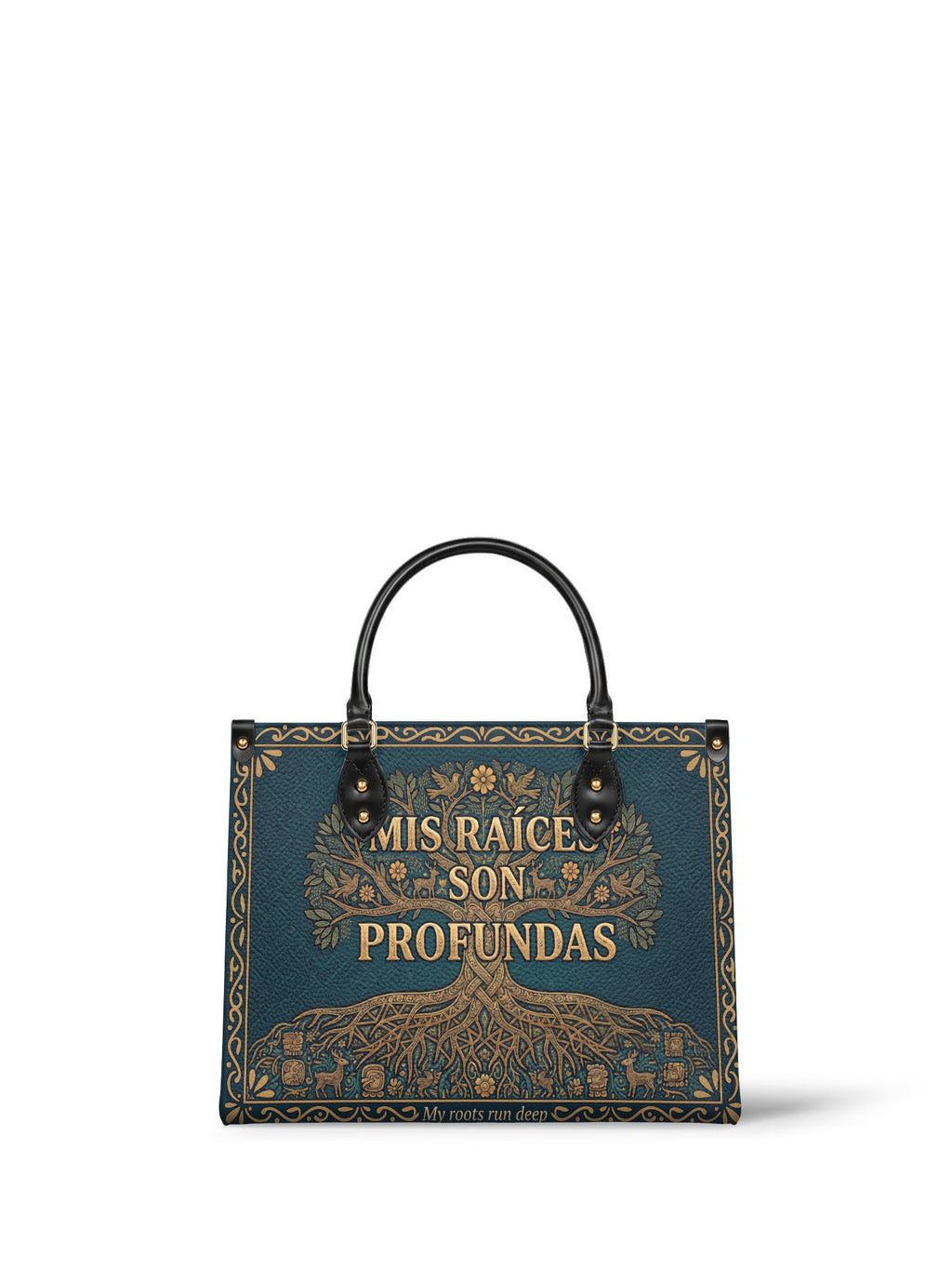 "Mis Raíces son Profundas" ver.2 Leather Handbag - front view | Paleta Bags
