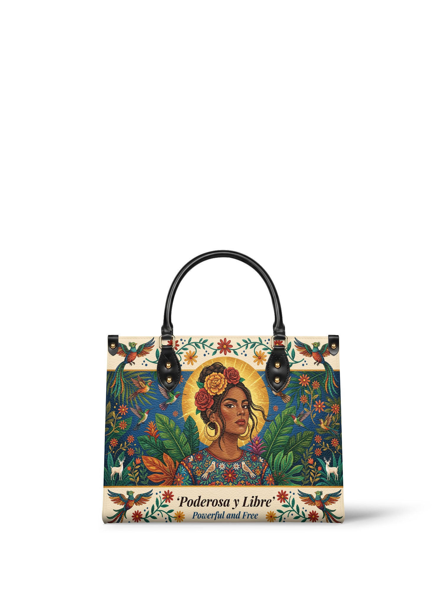 "Poderosa y Libre" ver.3 Leather Handbag - front view | Paleta Bags