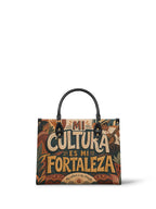 "Mi cultura es mi fortaleza" ver.1 Leather Handbag - front view | Paleta Bags
