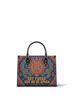 "Soy fuego que no se apaga" ver.3 Leather Handbag - front view | Paleta Bags