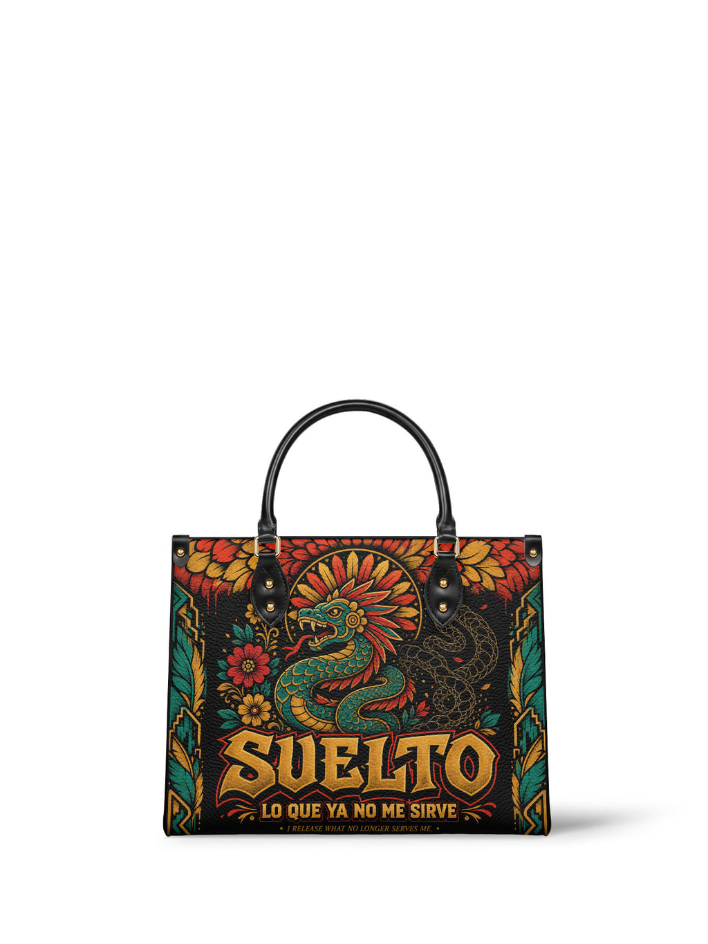 "Suelto lo que ya no me sirve" ver.2 Leather Handbag - front view | Paleta Bags