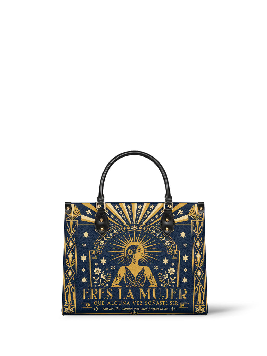 "Eres la mujer que alguna vez soñaste ser" ver.7 Leather Handbag - front view | Paleta Bags