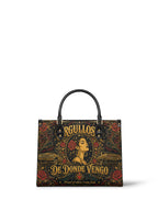 "Orgullosa de donde vengo" ver.4 Leather Handbag - front view | Paleta Bags