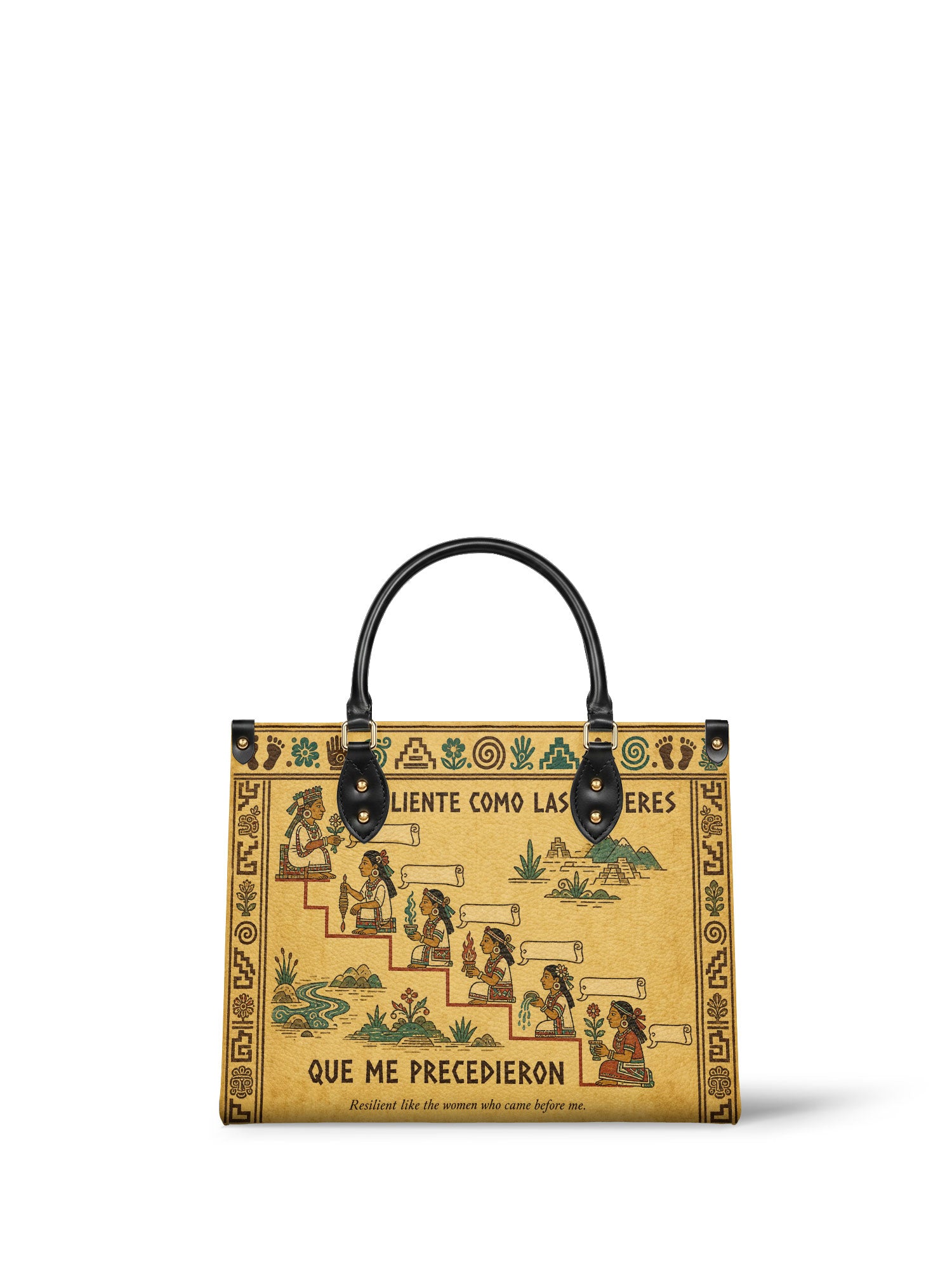 "Resiliente como las mujeres que me precedieron" ver.4 Leather Handbag - front view | Paleta Bags