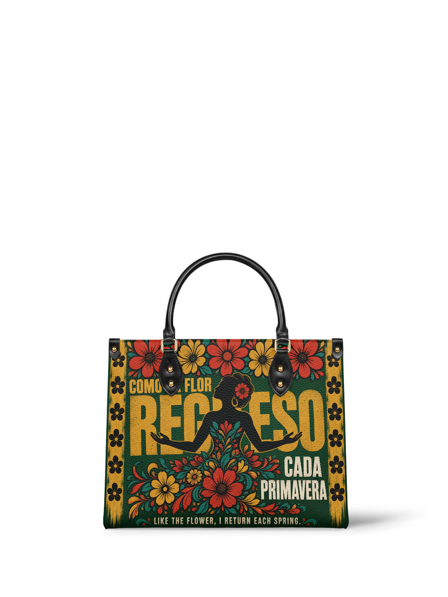 "Como la flor, regreso cada primavera" ver.1 Leather Handbag