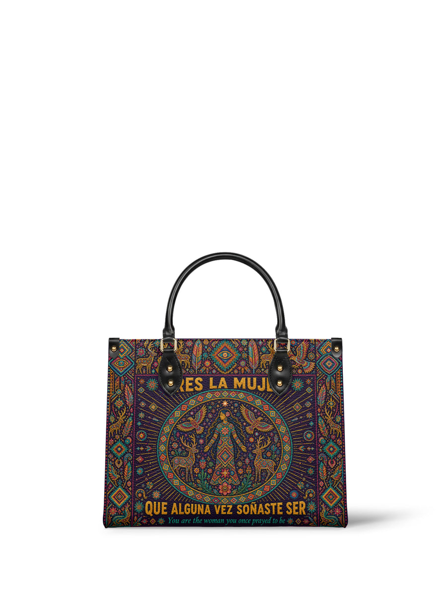 "Eres la mujer que alguna vez soñaste ser" ver.8 Leather Handbag
