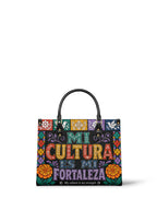 "Mi cultura es mi fortaleza" ver.4 Leather Handbag - front view | Paleta Bags