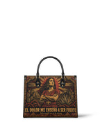"El dolor me enseñó a ser fuerte" ver.2 Leather Handbag - front view | Paleta Bags