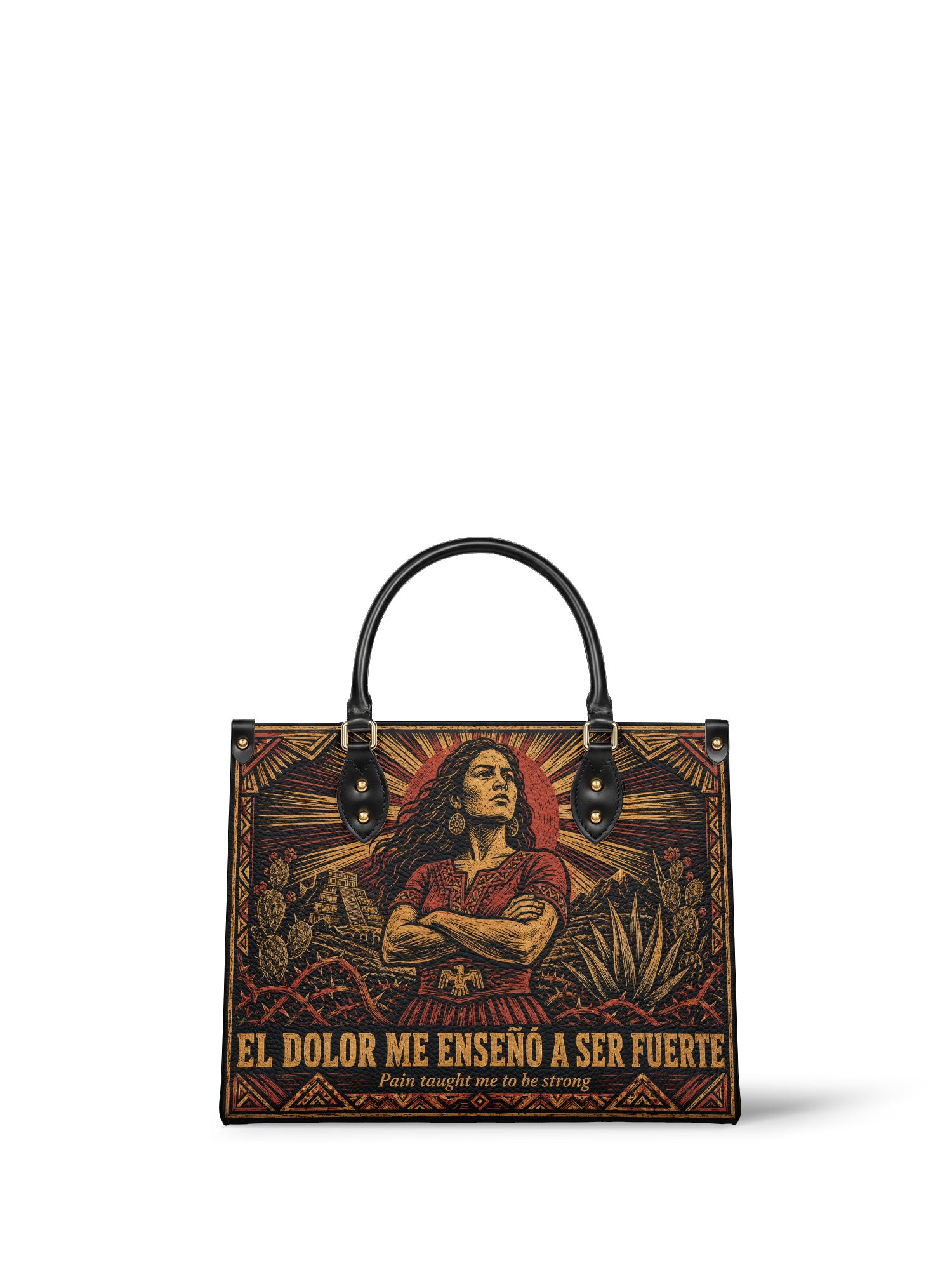 "El dolor me enseñó a ser fuerte" ver.2 Leather Handbag - front view | Paleta Bags
