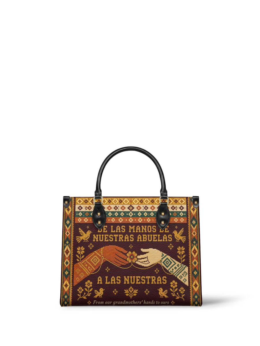 "De las manos de nuestras abuelas a las nuestras" ver.3 Leather Handbag