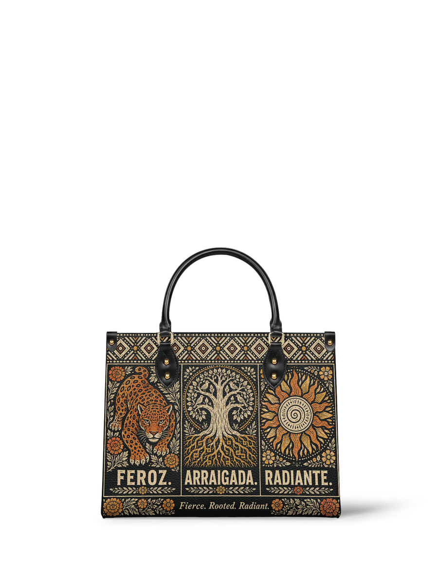 "Feroz. Arraigada. Radiante" ver.4 Leather Handbag