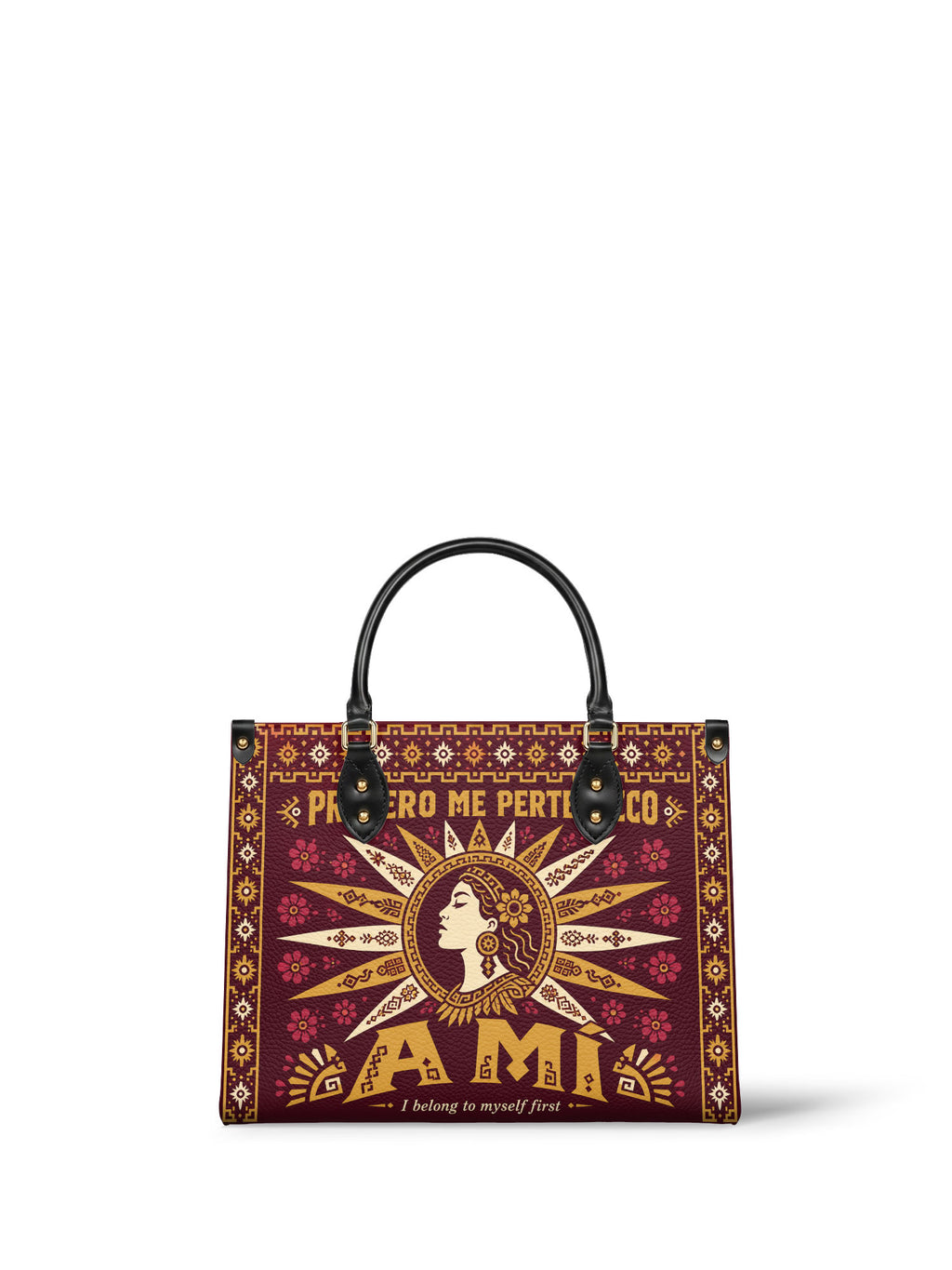 "Primero me pertenezco a mí" ver.5 Leather Handbag - front view | Paleta Bags