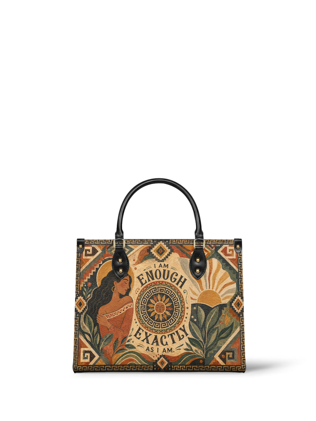 "Soy suficiente, tal y como soy" ver.5 Leather Handbag - front view | Paleta Bags