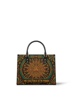 "Mi cultura es mi poder" ver.1 Leather Handbag - front view | Paleta Bags
