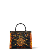 "Me levanto con el sol y llevo el fuego" ver.2 Leather Handbag - front view | Paleta Bags