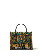 "Nacida de la tierra, hecha para el mundo" ver.4 Leather Handbag - front view | Paleta Bags