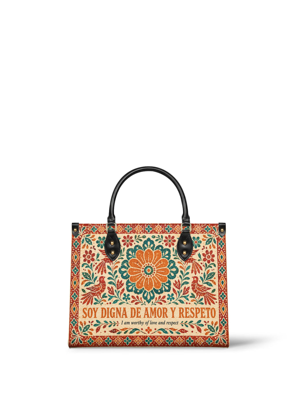 "Otomi Wild Embroidery" ver.5 Leather Handbag - front view | Paleta Bags
