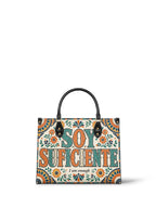 "Soy suficiente, tal y como soy" ver.4 Leather Handbag - front view | Paleta Bags