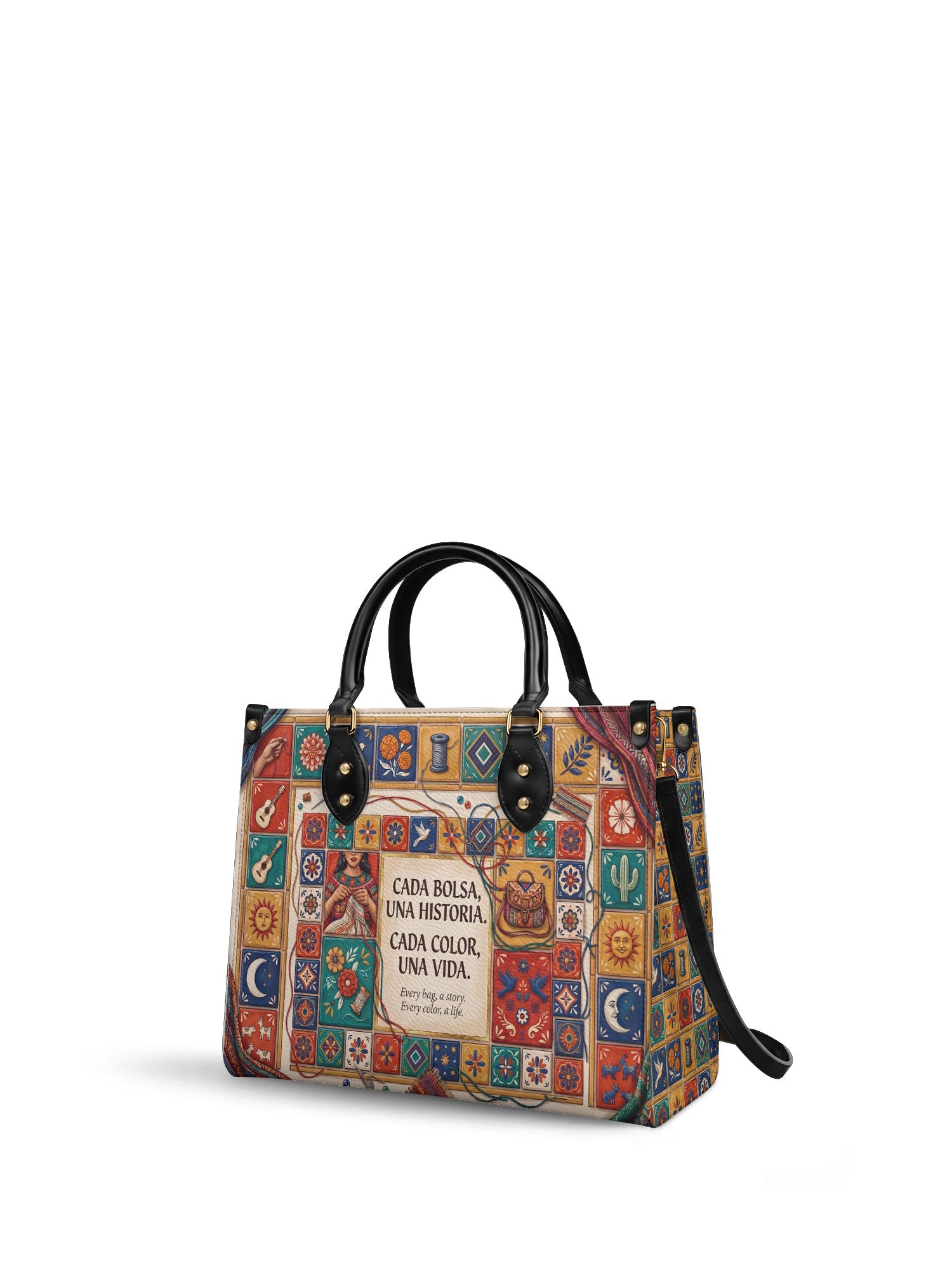 "Cada bolsa, una historia" ver.1 Leather Handbag - side view