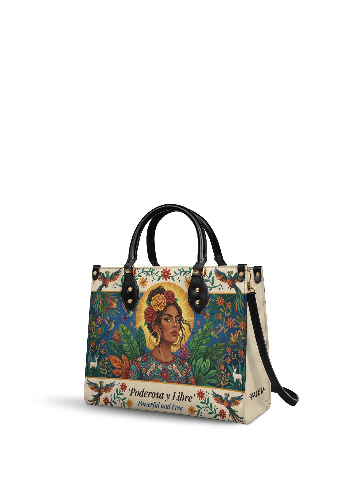"Poderosa y Libre" ver.3 Leather Handbag - side view | Paleta Bags