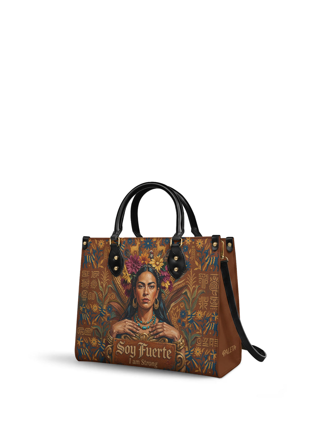 "Soy Fuerte" ver.4 Leather Handbag - side view | Paleta Bags
