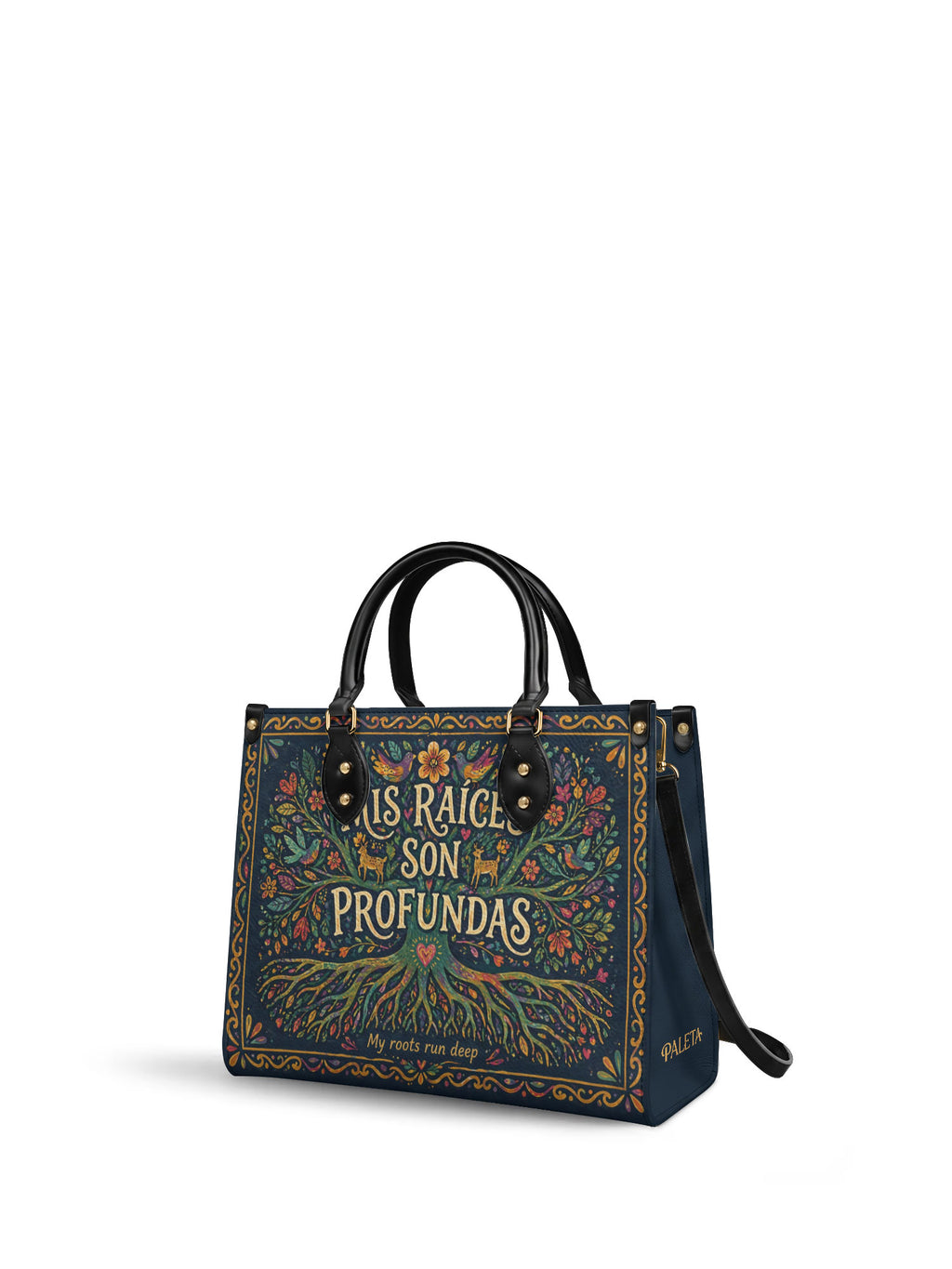 "Mis Raíces son Profundas" ver.4 Leather Handbag - side view | Paleta Bags