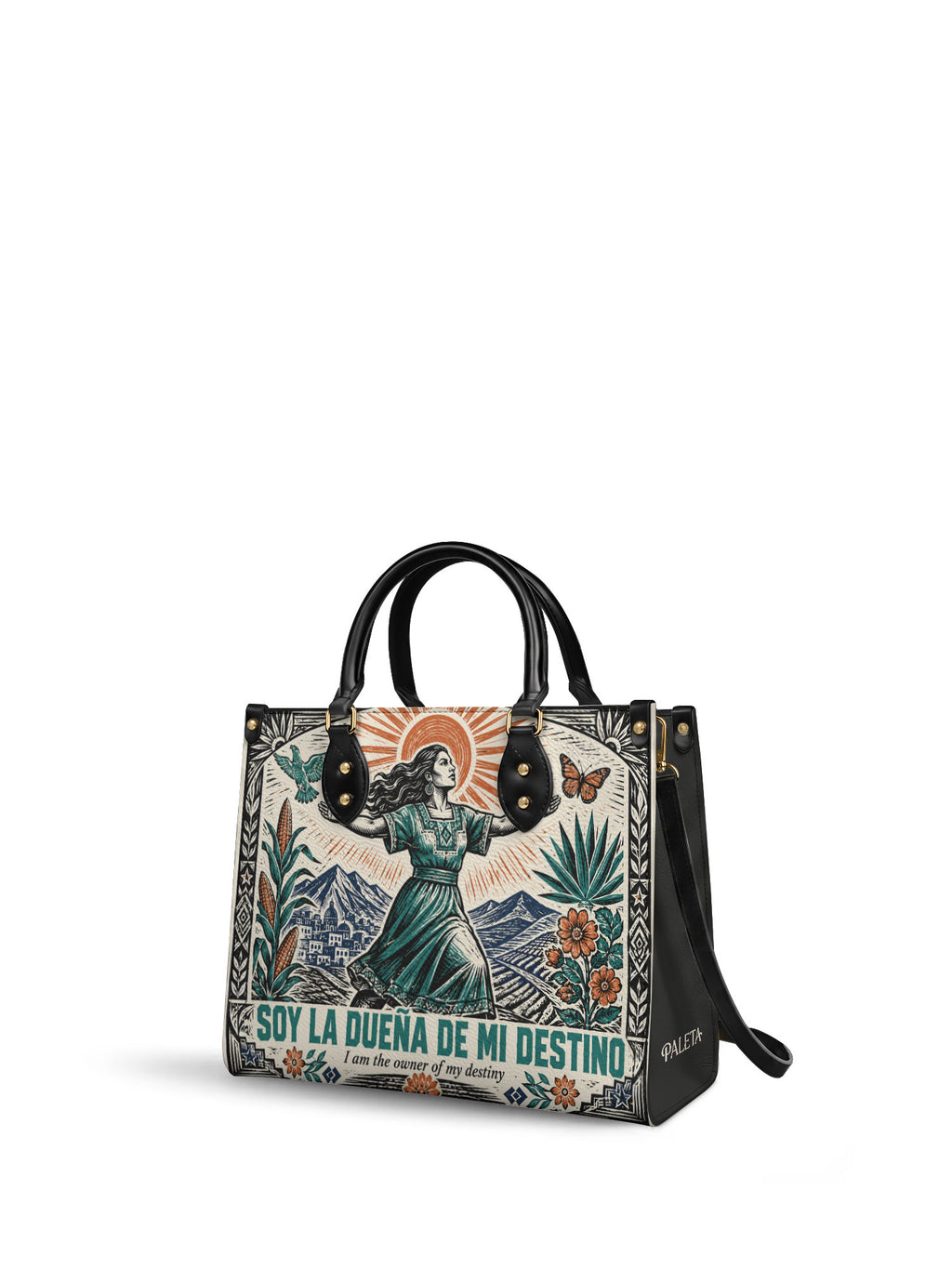 "Soy la dueña de mi destino" ver.2 Leather Handbag - side view | Paleta Bags