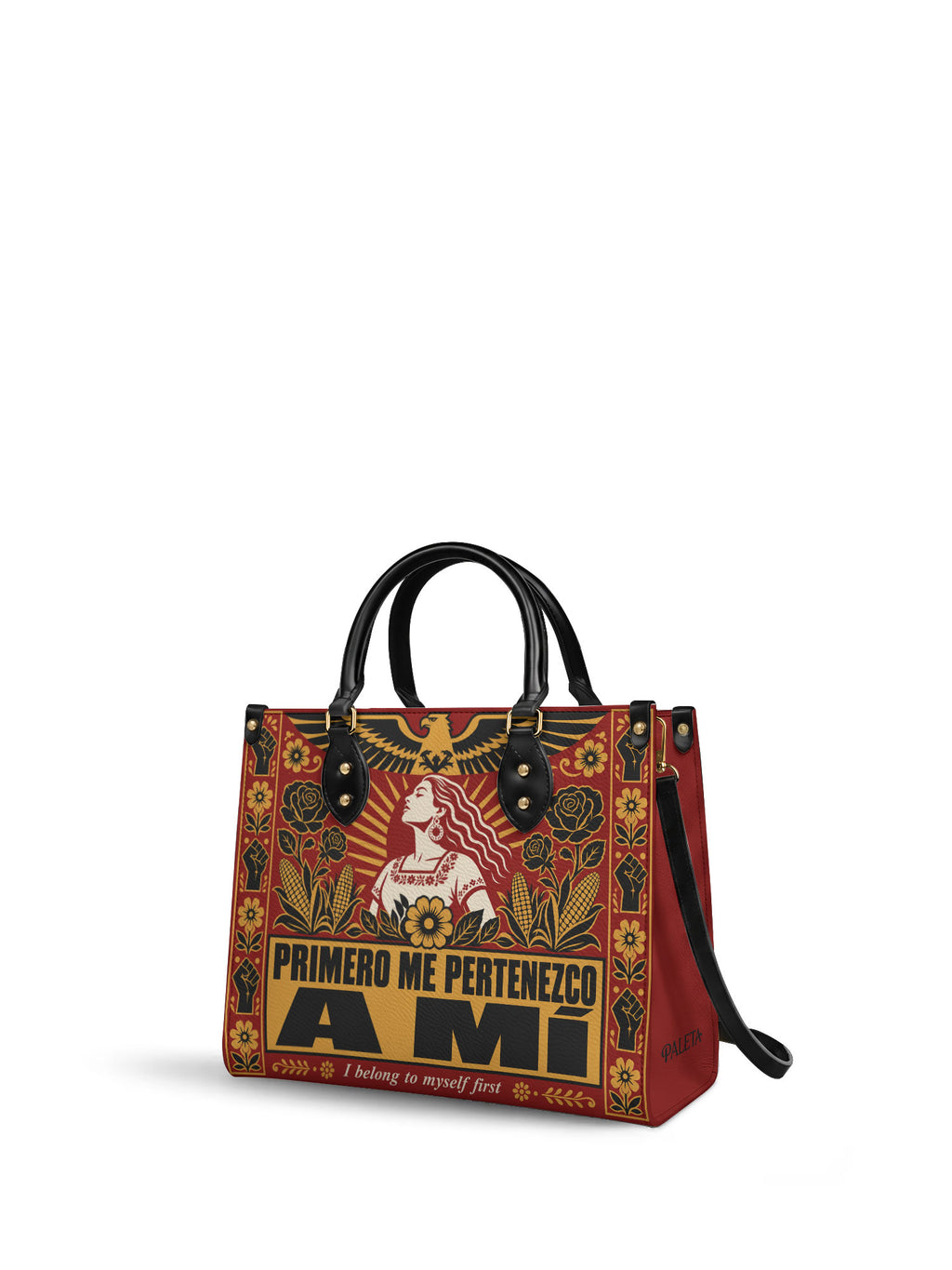 "Primero me pertenezco a mí" ver.3 Leather Handbag - side view | Paleta Bags