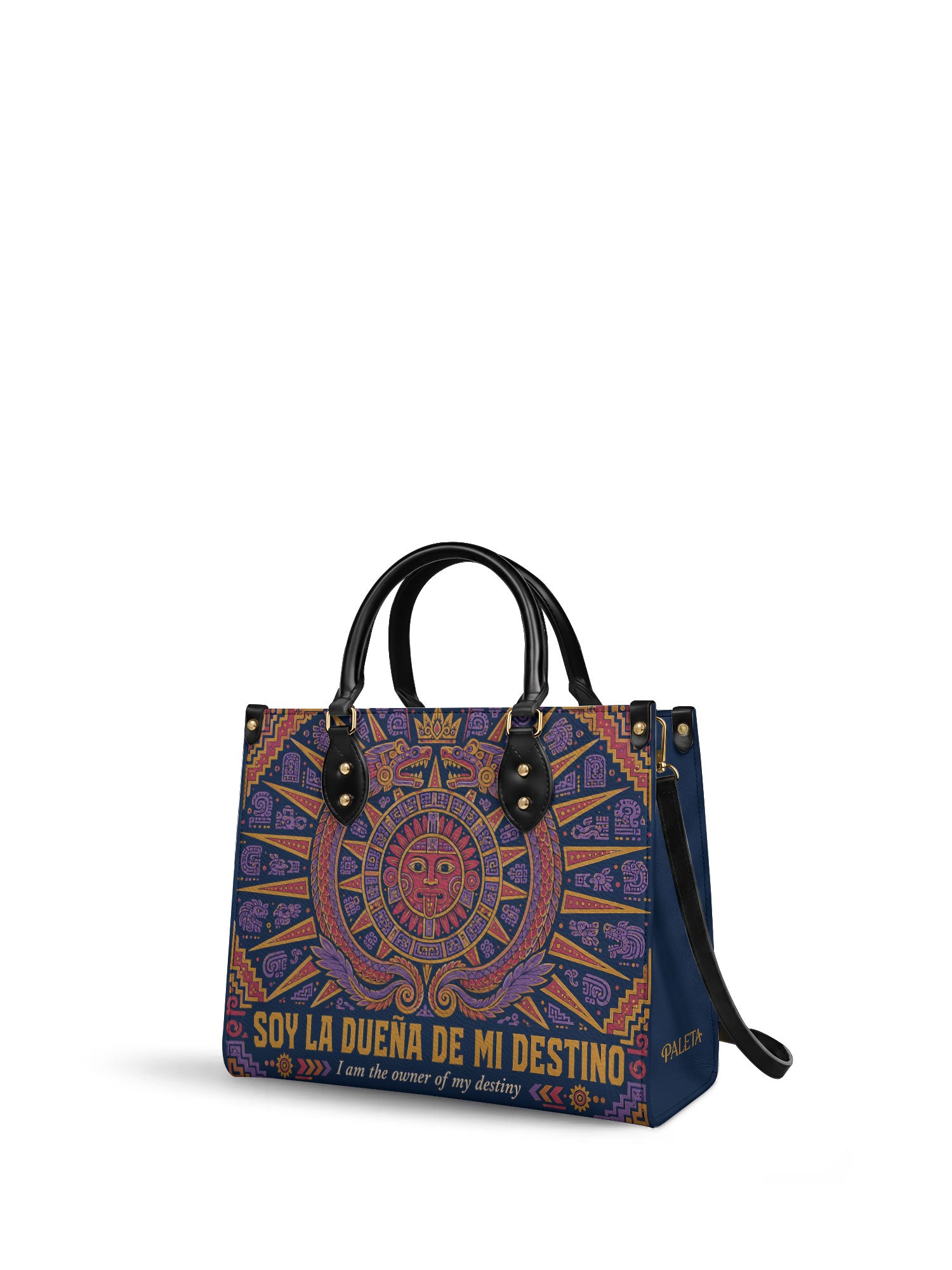 "Soy la dueña de mi destino" ver.1 Leather Handbag - side view | Paleta Bags