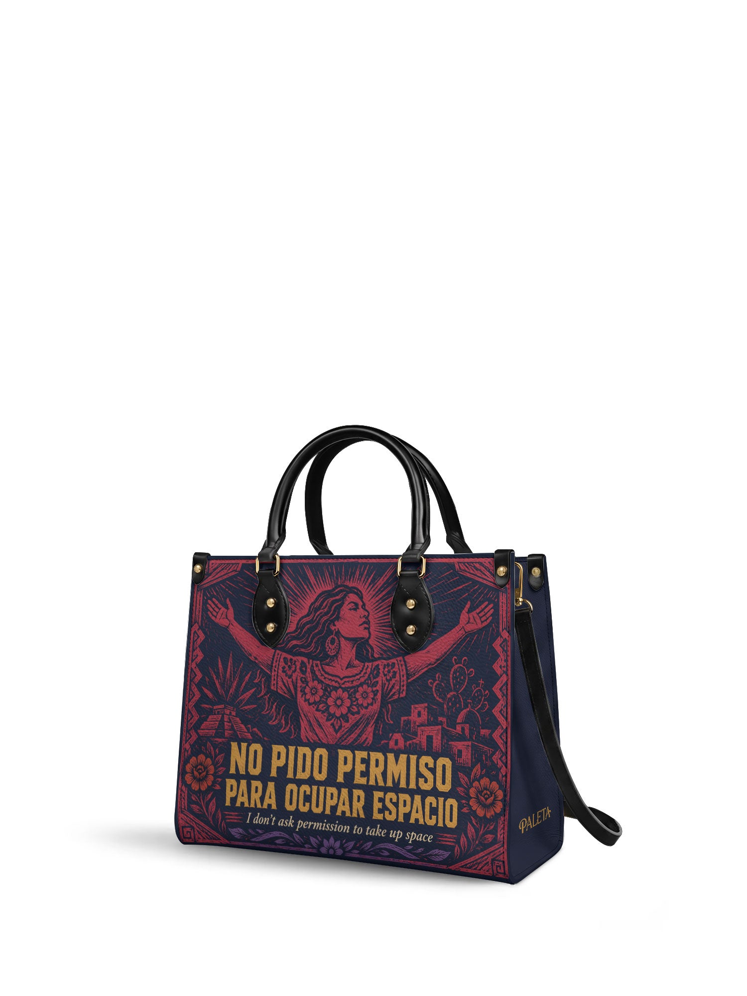 "No pido permiso para ocupar espacio" ver.2 Leather Handbag - side view | Paleta Bags