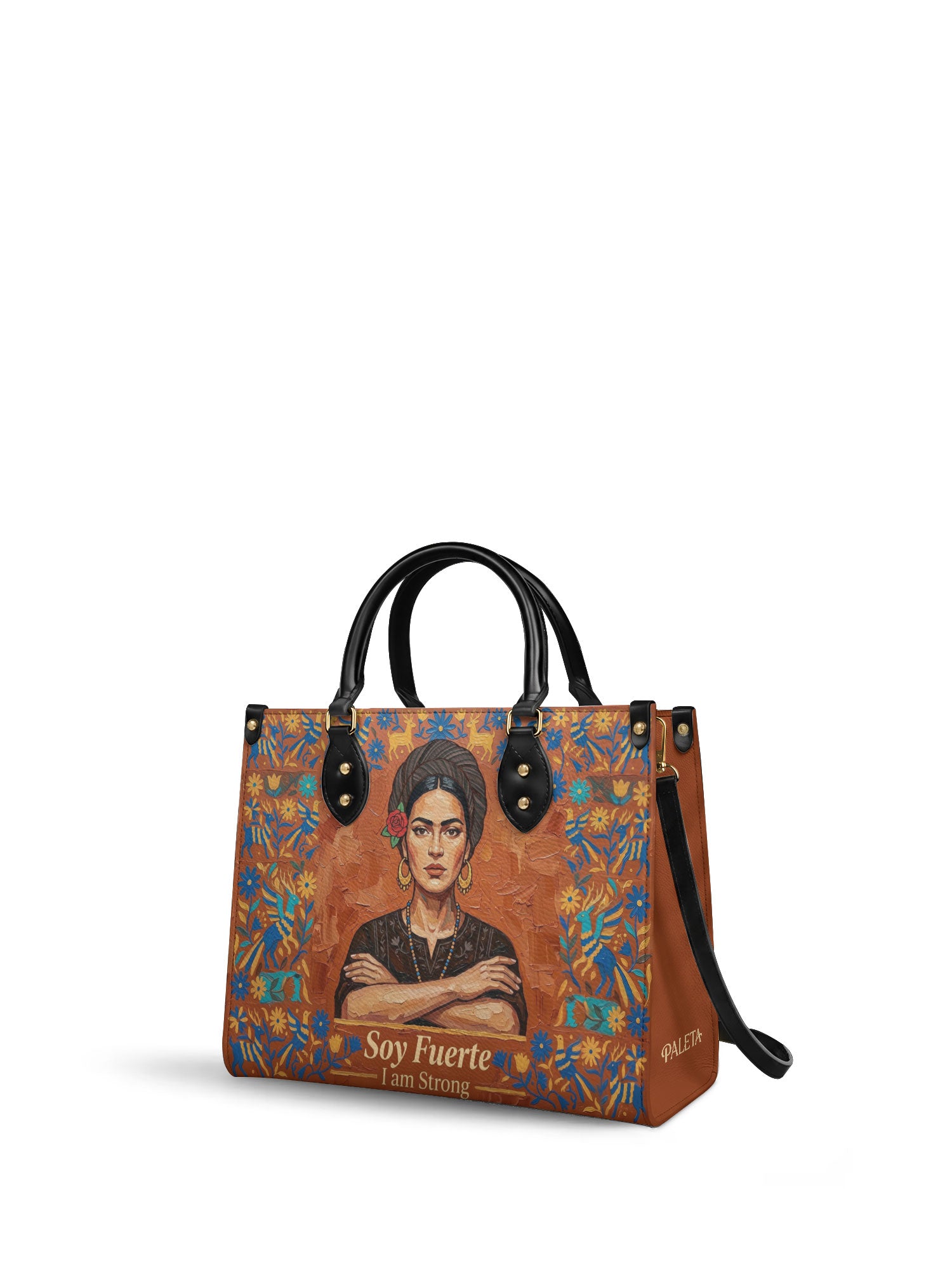 "Soy Fuerte" ver.5 Leather Handbag - side view | Paleta Bags
