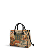 "Nacida de la tierra, hecha para el mundo" ver.1 Leather Handbag - side view | Paleta Bags
