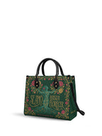 "Se amó hasta florecer" ver.3 Leather Handbag - side view | Paleta Bags