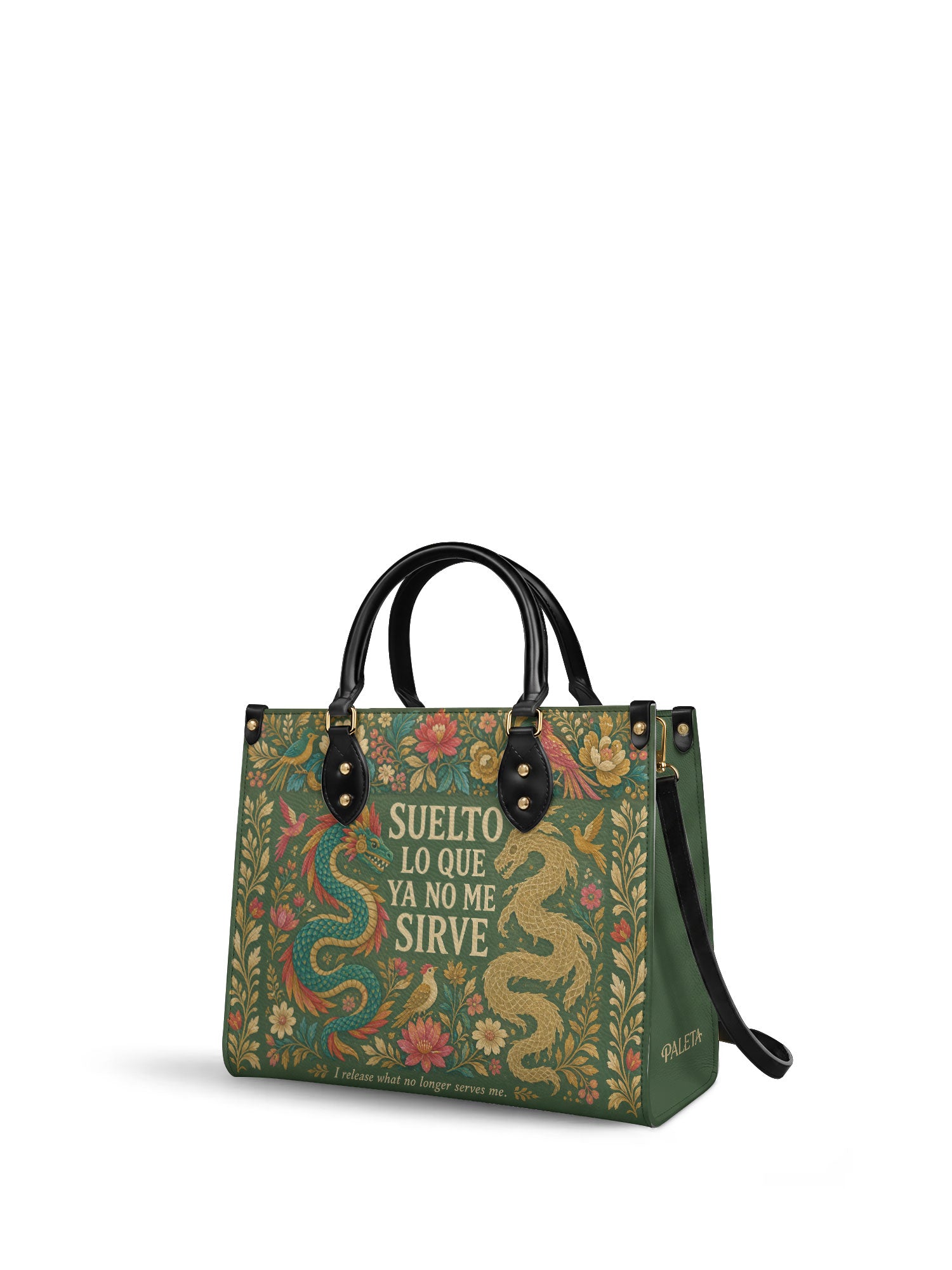 "Suelto lo que ya no me sirve" ver.3 Leather Handbag - side view | Paleta Bags