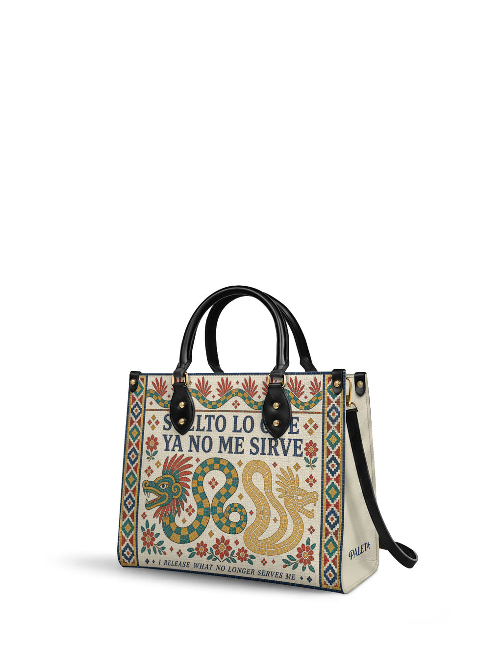 "Suelto lo que ya no me sirve" ver.1 Leather Handbag - side view | Paleta Bags