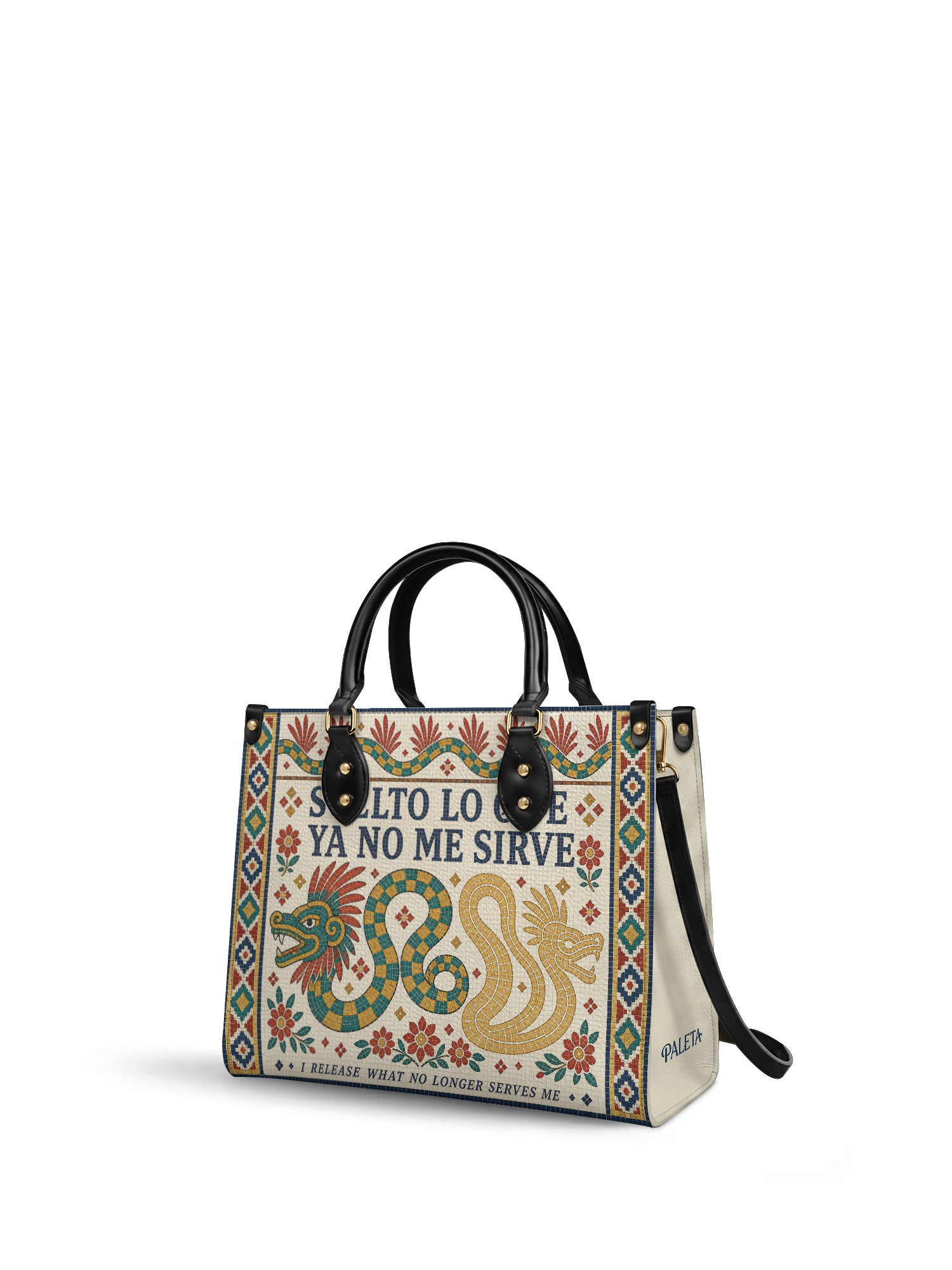 "Suelto lo que ya no me sirve" ver.1 Leather Handbag - side view | Paleta Bags