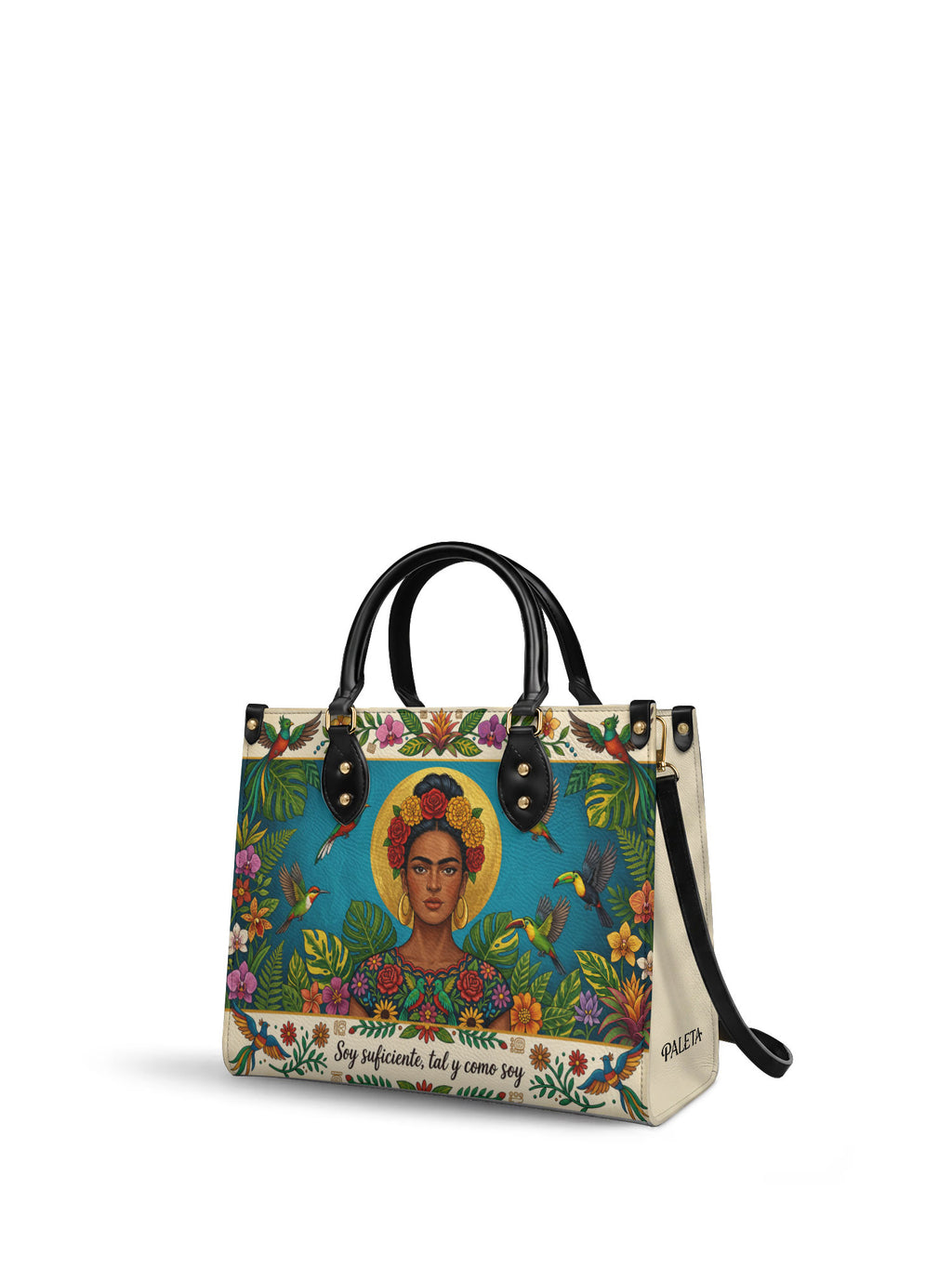 "Soy suficiente, tal y como soy" ver.11 Leather Handbag - side view | Paleta Bags