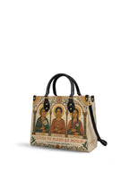 "Llevada por mujeres que inspiran" ver.1 Leather Handbag - side view | Paleta Bags