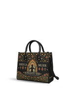 "Eres la mujer que alguna vez soñaste ser" ver.2 Leather Handbag - side view | Paleta Bags