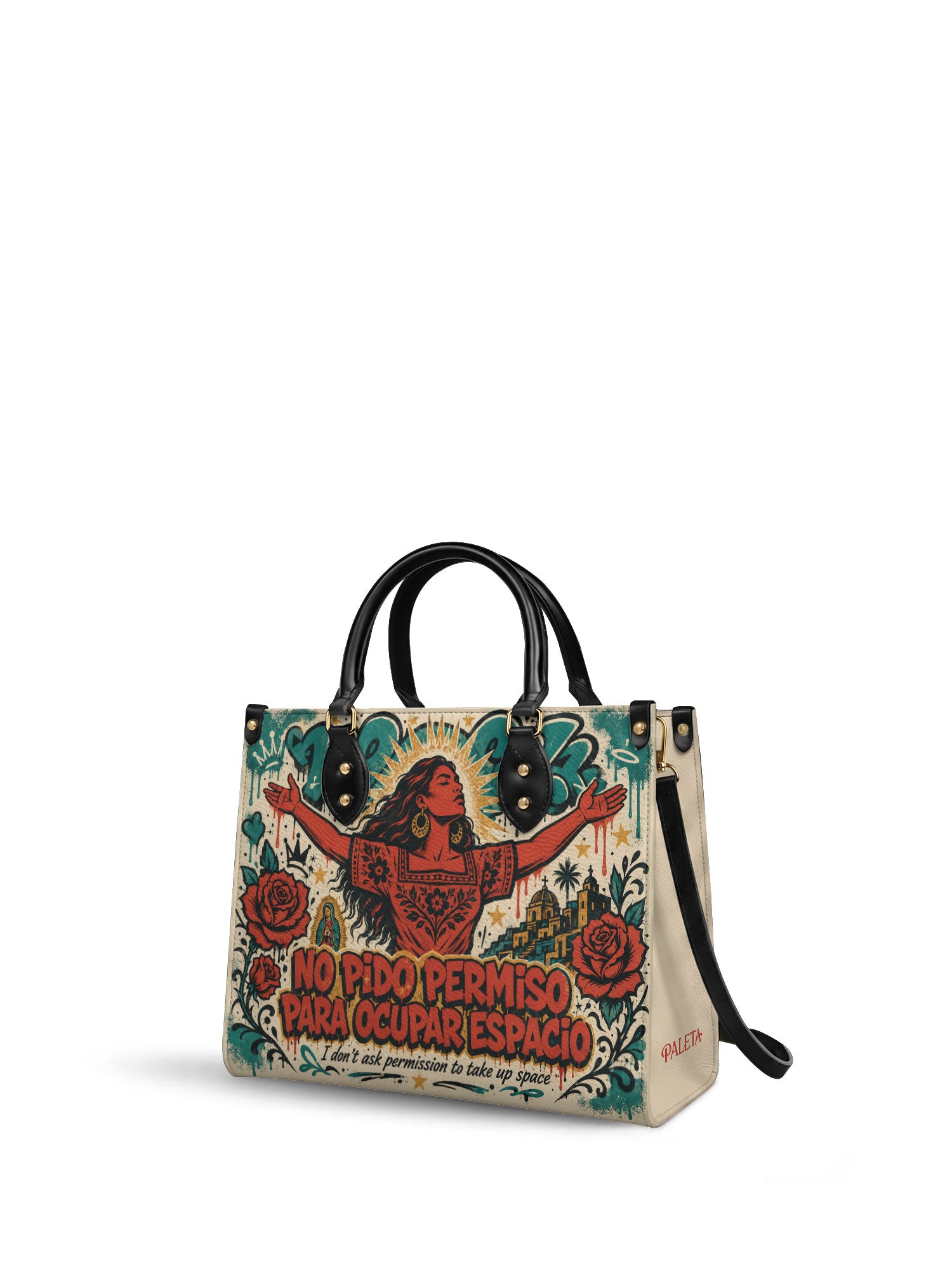 "No pido permiso para ocupar espacio" ver.3 Leather Handbag - side view | Paleta Bags