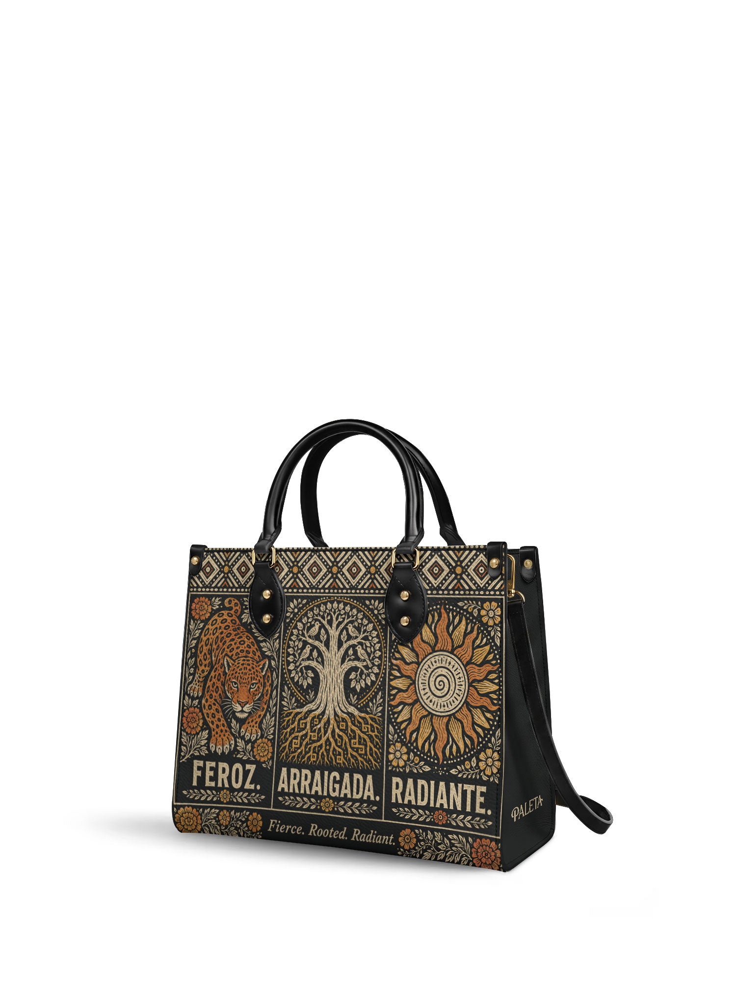 "Feroz. Arraigada. Radiante" ver.4 Leather Handbag - side view | Paleta Bags