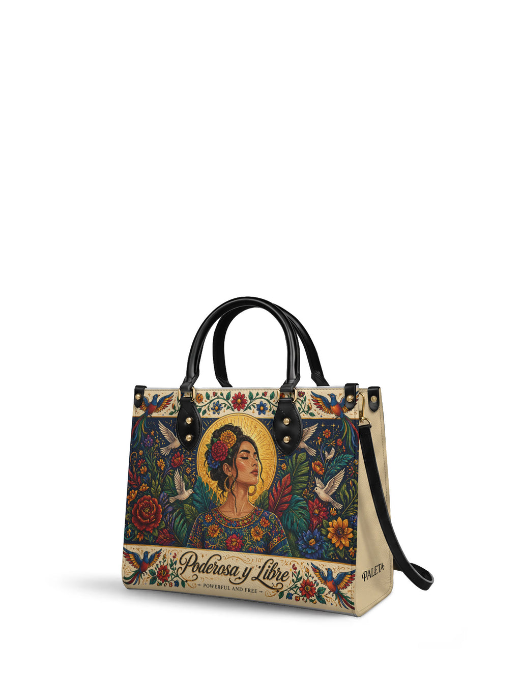 "Poderosa y Libre" ver.1 Leather Handbag - side view | Paleta Bags