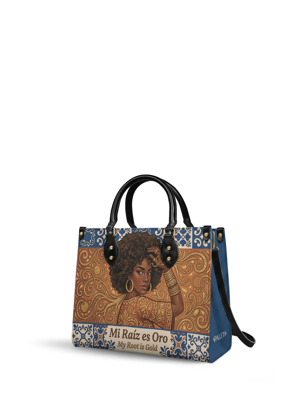 "Mi Raíz es Oro" ver.1 Leather Handbag - side view | Paleta Bags