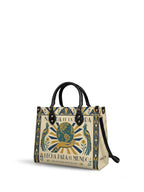 "Nacida de la tierra, hecha para el mundo" ver.2 Leather Handbag - side view | Paleta Bags