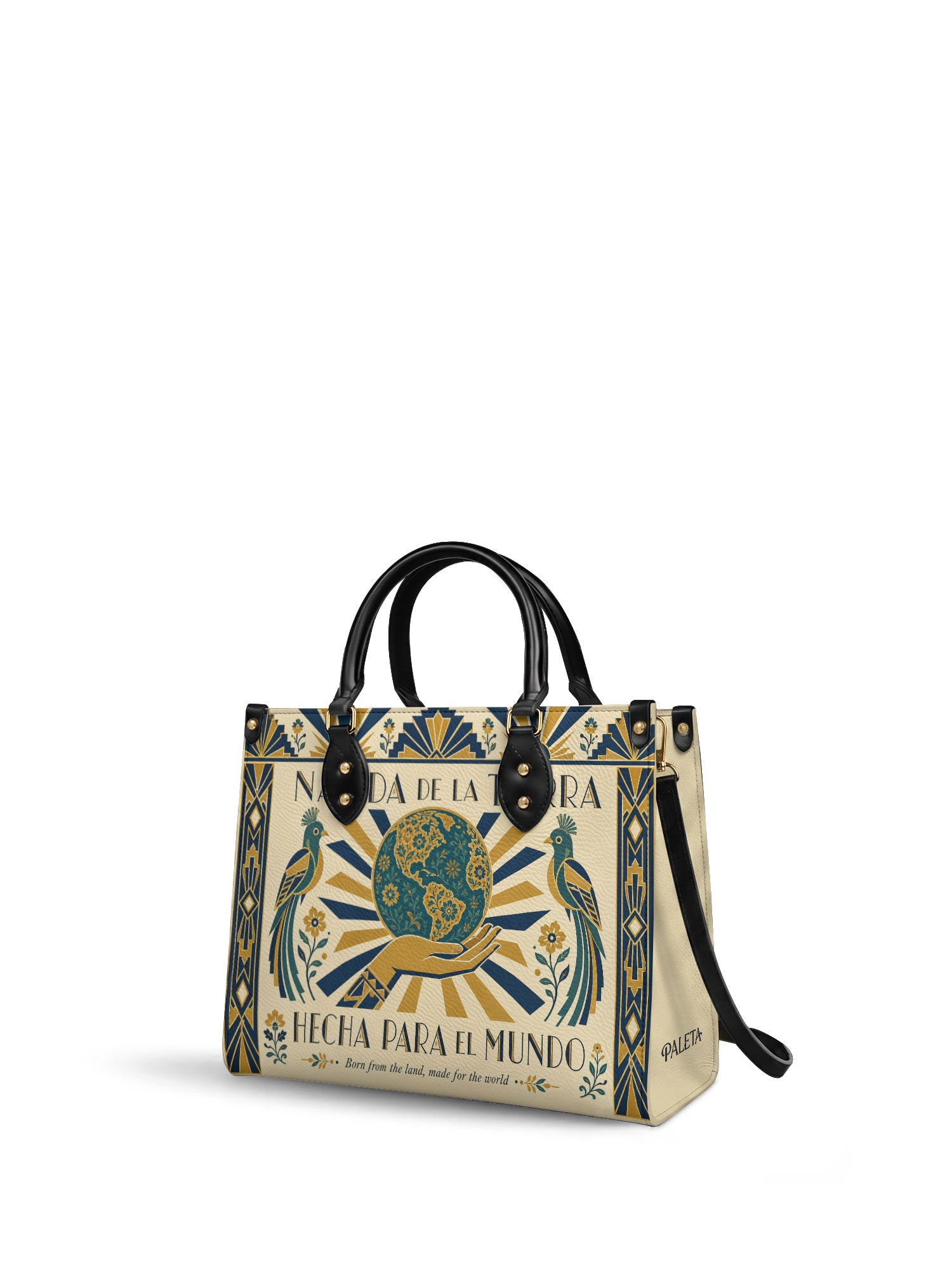 "Nacida de la tierra, hecha para el mundo" ver.2 Leather Handbag - side view | Paleta Bags