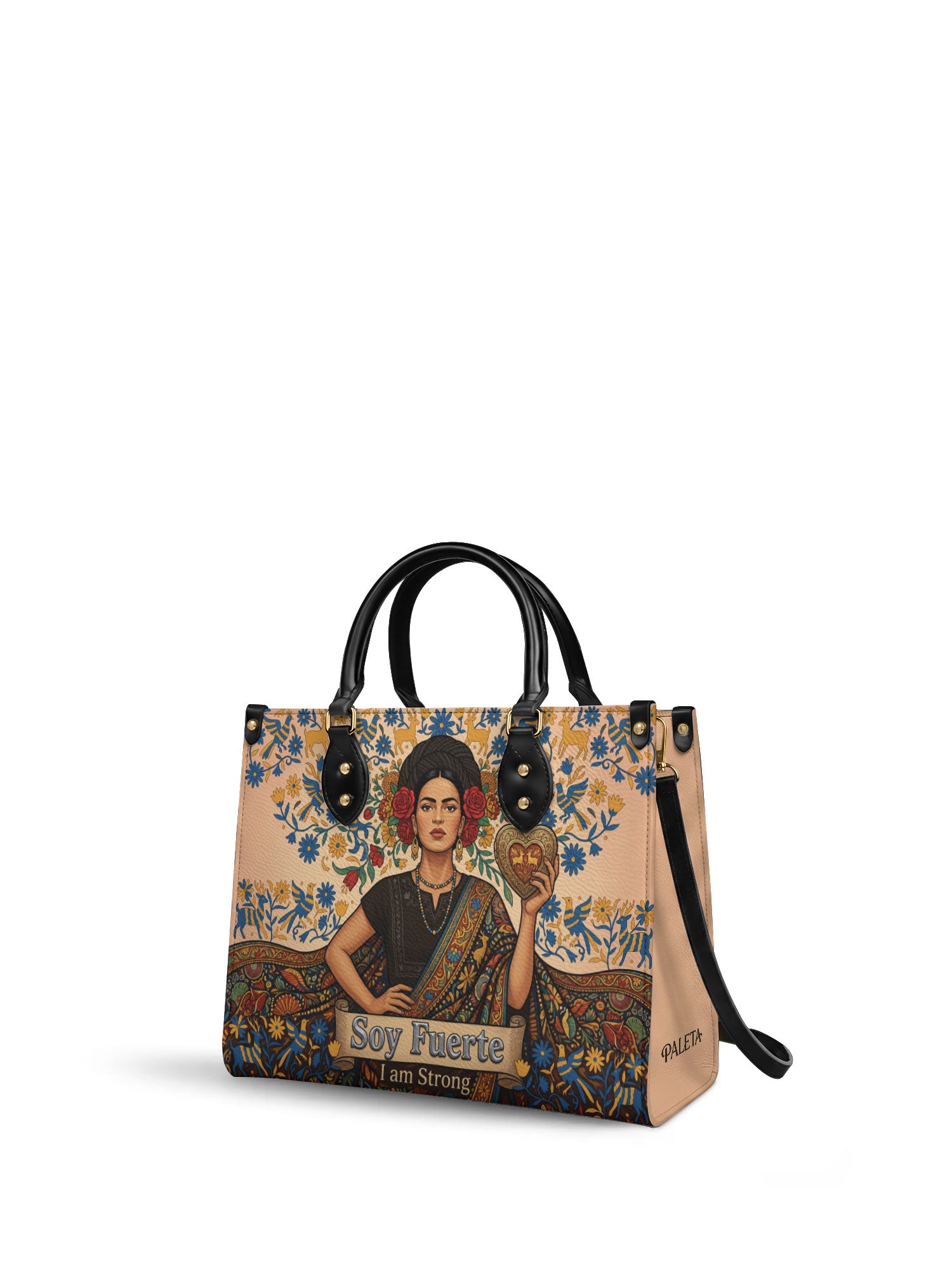 "Soy Fuerte" ver.3 Leather Handbag - side view | Paleta Bags