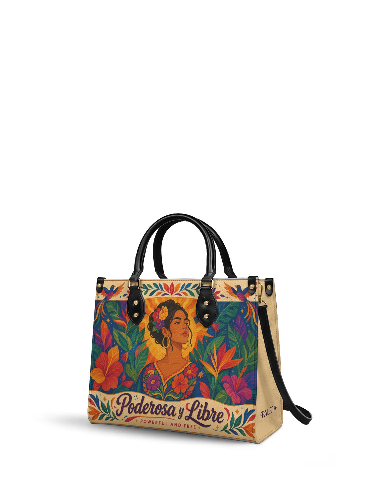 "Poderosa y Libre" ver.2 Leather Handbag - side view | Paleta Bags