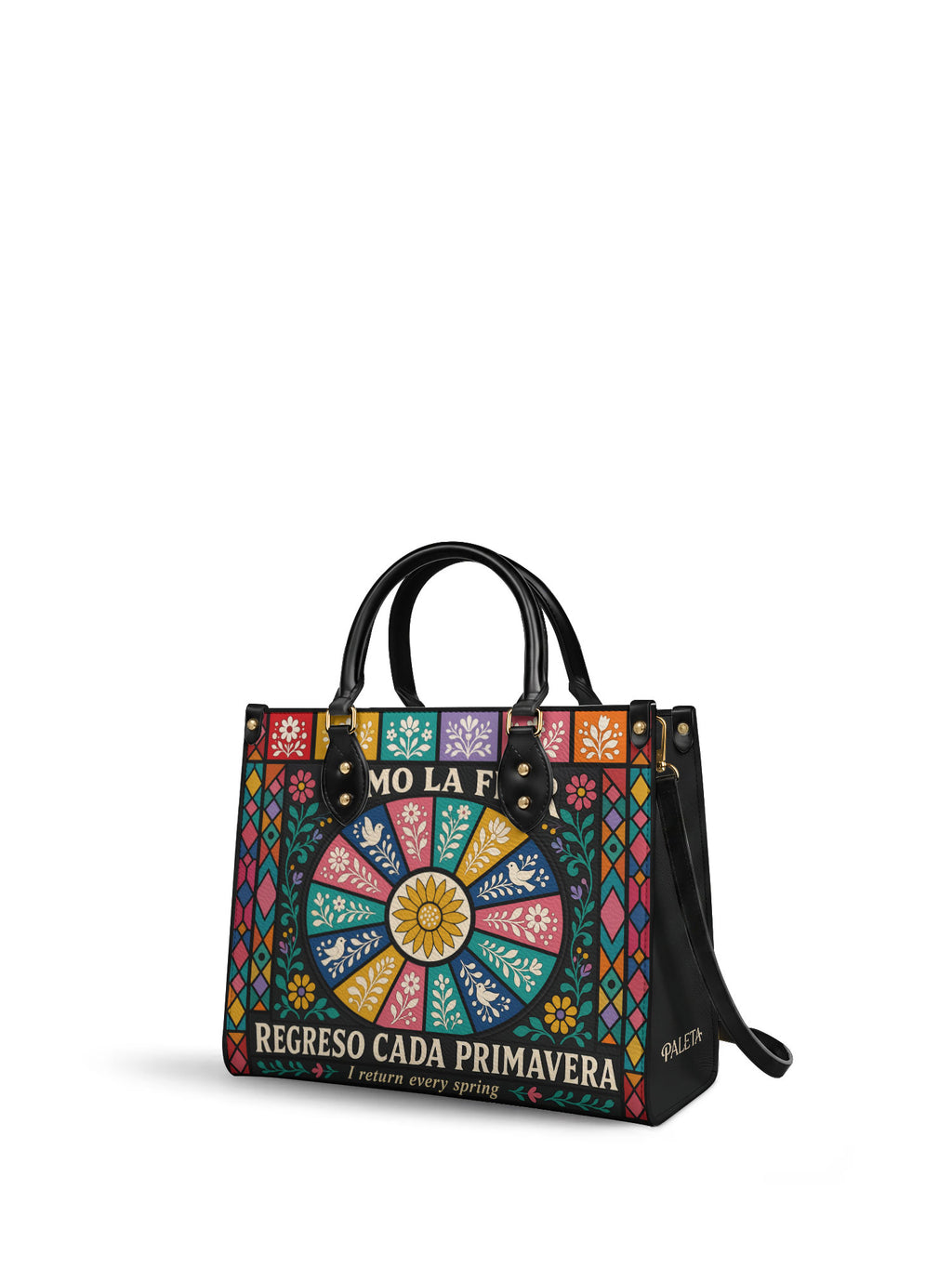 "Como la flor, regreso cada primavera" ver.2 Leather Handbag - side view | Paleta Bags