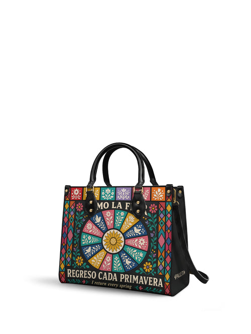 "Como la flor, regreso cada primavera" ver.2 Leather Handbag - side view | Paleta Bags